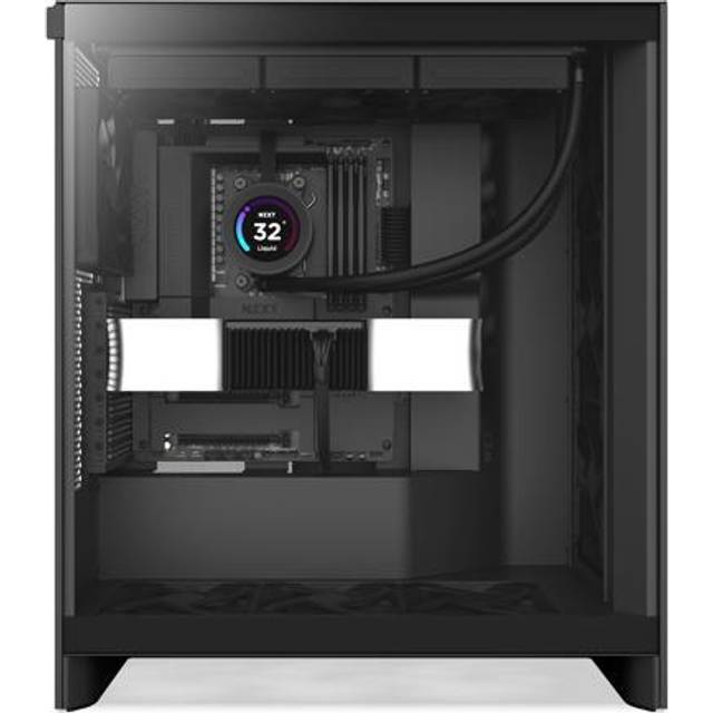 NZXT H7 Flow | Mid-Tower ATX luftflödeschassi | Stödjer 3 x 120 mm fläktar i botten för direkt GPU-kylning | Inkluderar 3 x 120 mm främre fläktar | 420 mm främre radiatorstöd | Kabelhantering | Svart