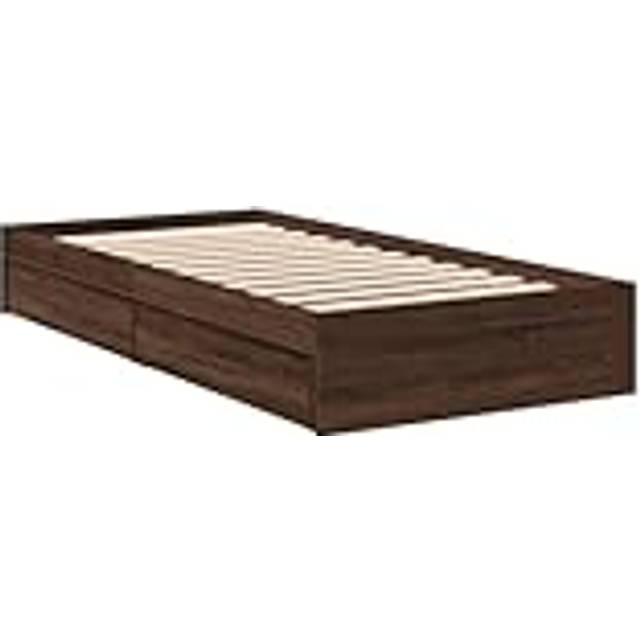 vidaXL Bed Frame with Drawers without Mattress Brown Oak 75x190 cm Small Single