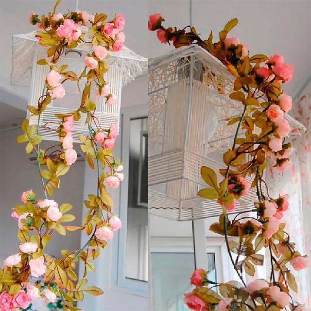 Artificial Rose Garland Home Wedding Decor - Orange