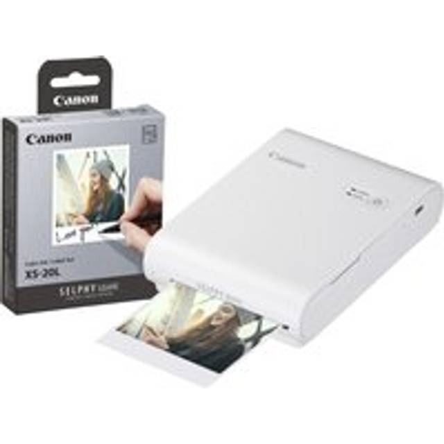 Canon Selphy Square QX10 Wireless Photo Printer - White (Printer + 20 Shot Pack)