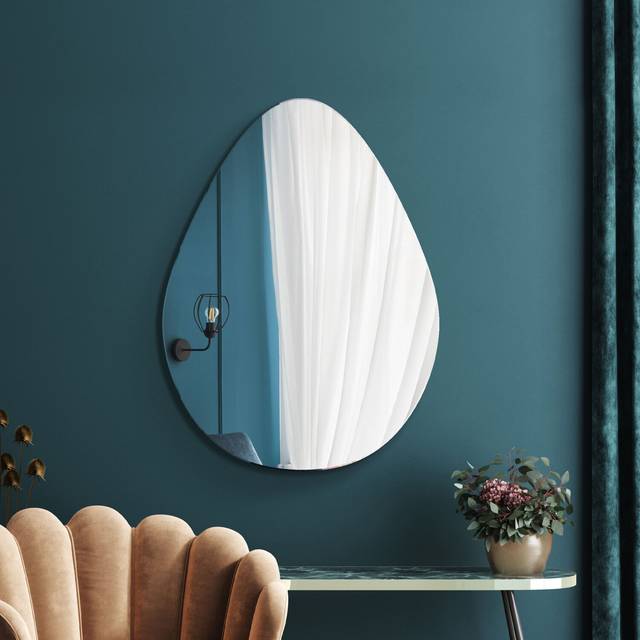 Frameless Pebble Wall Mirror- Silver - Silver