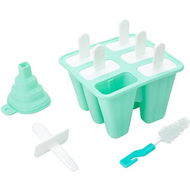Silicone 6 Cavity Popsicle Ice Lolly Mould in Green â Easy to Remove Reusable Ice Cream Mould for Kids Adults | BPA Free Easy Release Ice Lolly