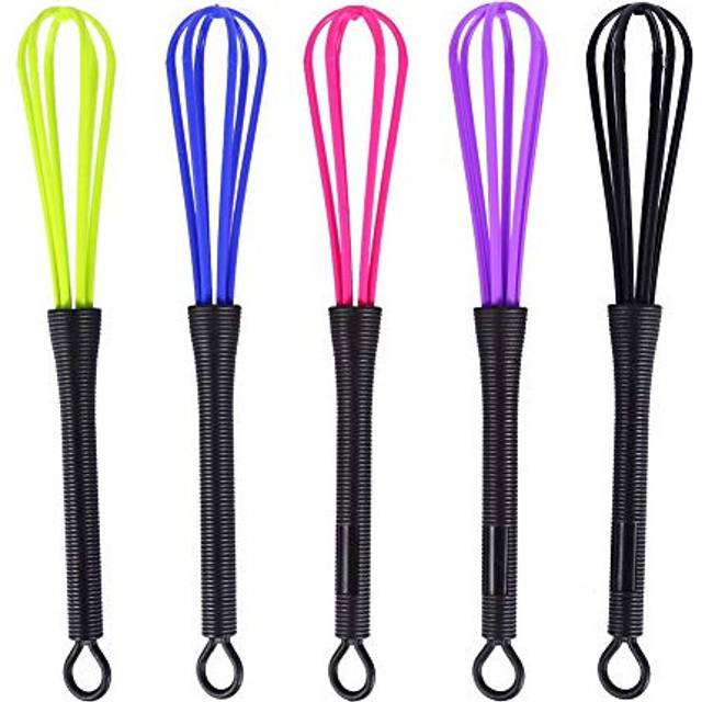 5PCS Plastic Whisk Colourful Mini Kitchen Whisk Non Stick Hand Whisk Manual Egg Stirrer Salon Barber Hairdressing Hair Color Dye Cream Whisk