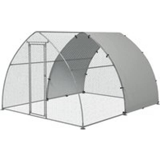 Pawhut Galvanised Chicken Coop Outdoor With Cover, For 8-12 Chickens, Hens, Ducks, Rabbits, 3 X 3.8 X 2.2m - Silver Tone