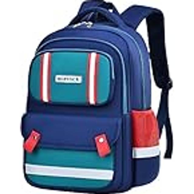 HOPYOCK-School Bags for Boys Girls Kids Multi-Pocket Unisex Children Backpacks with Night Reflection Primary School Backpack