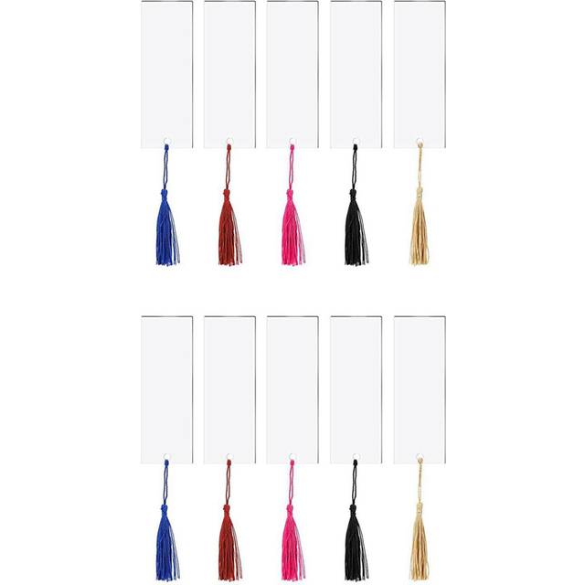 40Pcs Acrylic Bookmark Blank Clear DIY Unfinished Mini Book Markers with Colorful Tassels for DIY Craft Ornaments