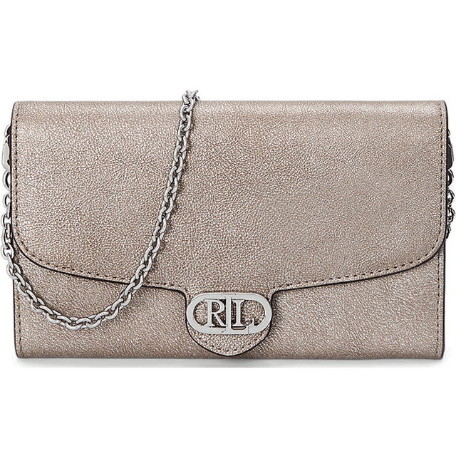 Lauren Ralph Lauren Adair 20 Distressed Leather Crossbody Bag - Silver