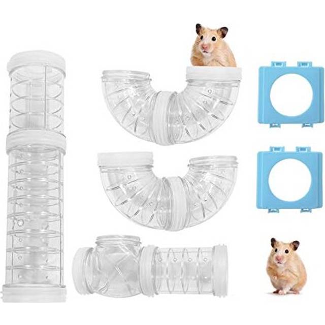 Hamster Tubes Kit with 2 Pipe Connection Plates, Adventure External Pipe Set CreativeTransparent DIY Connection Tunnel Track to Expand Space Hamster