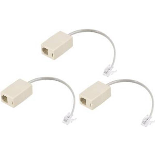 Phone jack splitter 6p4c way socket adapter w telephone extension cord 3 pack