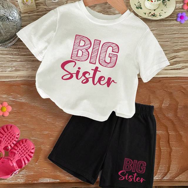 SHEIN Young Girl Casual Minimalist Short Sleeve Top & Shorts 2pcs Set, Sold Individually For Summer