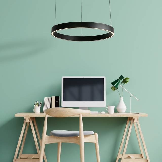 Clintin Gesture Control Pendant - Metal & Opal Acrylic - Black (11.5cm H X 64cm W)
