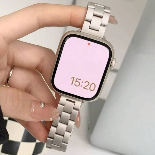 SHEIN 1pc Women&#39;s Delicate Stylish Oxidation-Resistant Stainless Steel Compatible With Apple Watch Strap Band 38mm 40mm 41mm 42mm 44mm 45mm 46mm 49mm, Compa