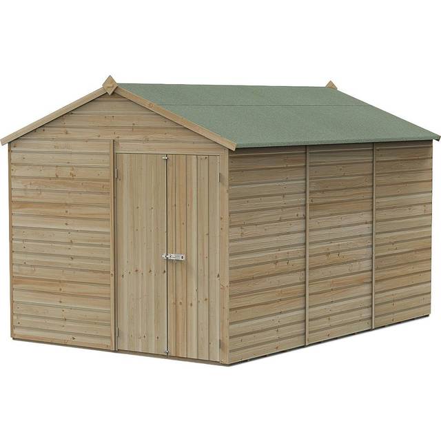 12' x 8' Forest Beckwood 25yr Guarantee Shiplap Pressure Treated Windowless Double Door Apex Wooden Shed (3.6m x 2.61m)