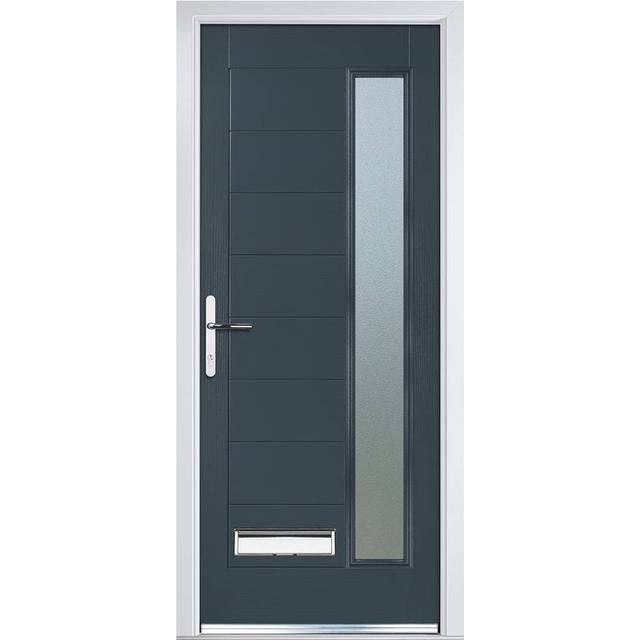 Crystal GRP Door with Long Glass (Right Hand) 920 x 2055mm Obscure - Grey