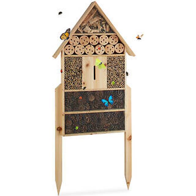 Insect hotel bug house wild bee habitat butterfly nesting box freestanding