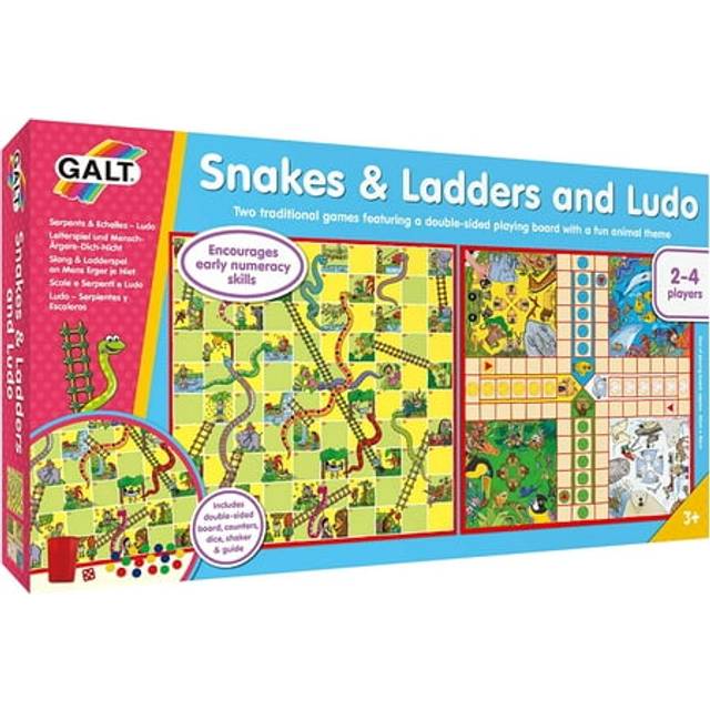 Galt Snakes and Ladders and Ludo - 2 in 1 Board Games for Kids Set -Double Sided Classic Childrens and Family Board Games - Two Sided with Fun and