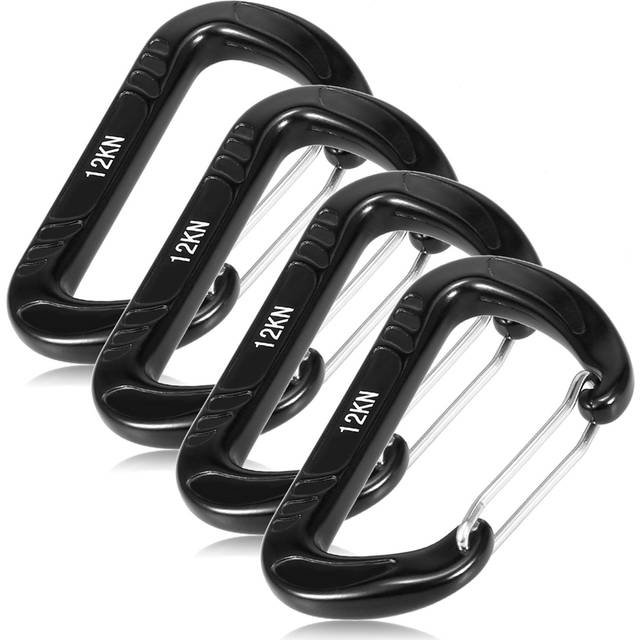 4pcs 12KN Wiregate Carabiner Snag Free Carabiner Steel Spring Clip Lightweight Hammock Swing Clip Wire gate