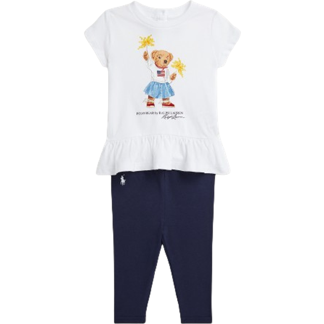 Polo Ralph Lauren Baby Girls Bear Short Sleeve T-shirt And Legging Set - Spring Navy, Navy, Size 12 Months - 12 MONTHS