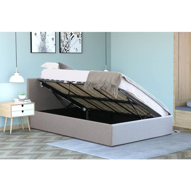 Home Treats Side Lift Storage Bed Frame Double Ottoman Bed, Grey