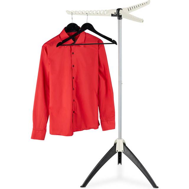 Shirt Hanger, Clothes Horse, Laundry Airer, for 33 Items, Practical Stand, HxWxD: 128 x 66 x 66 cm, White - Relaxdays