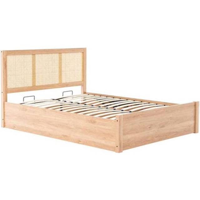 Croxley Double Oak Rattan Ottoman Bed - Birlea - Brown