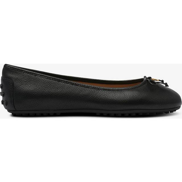 LAUREN RALPH LAUREN Jayna Pebbled Leather Driver Flat |Svart |37