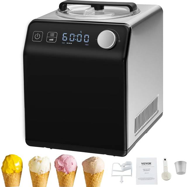 VEVOR 2 Quart Automatisk Glassmaskin Electric Yoghurt Gelato Make Black