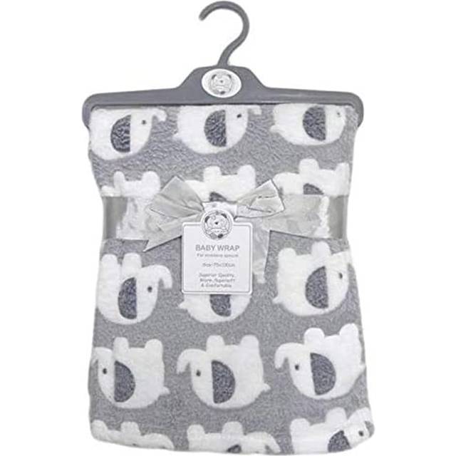 Organic cotton baby blanket wrap - elephant print gift set for newborn girl/boy