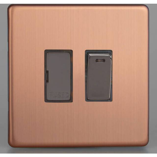 Varilight Urban 13A Switched Fused Spur with Neon Brushed Copper Screw Less Plate