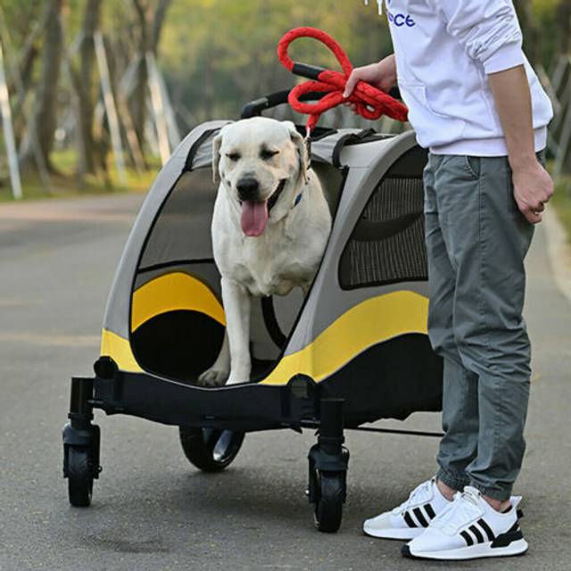 High adjustable dog stroller 4 wheels pet trolley carrier for medium large dogs