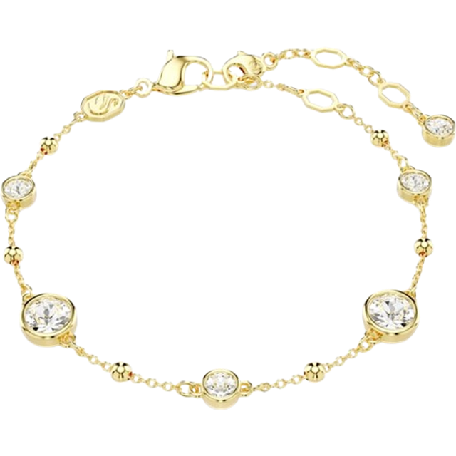 Swarovski Imber Gold Round Cut White Crystal Bracelet - Adjustable