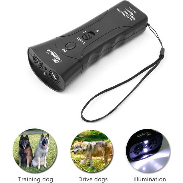 New Ultrasonic Dog Chaser Stop Aggressive Animal Attacks Repeller Flashlight