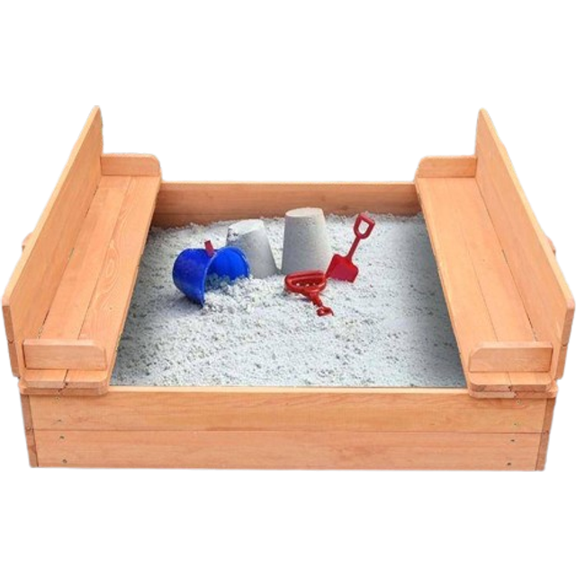 97cm Square Sandbox with Cover - Natural (21.5cm H X 97cm W X 100cm L)