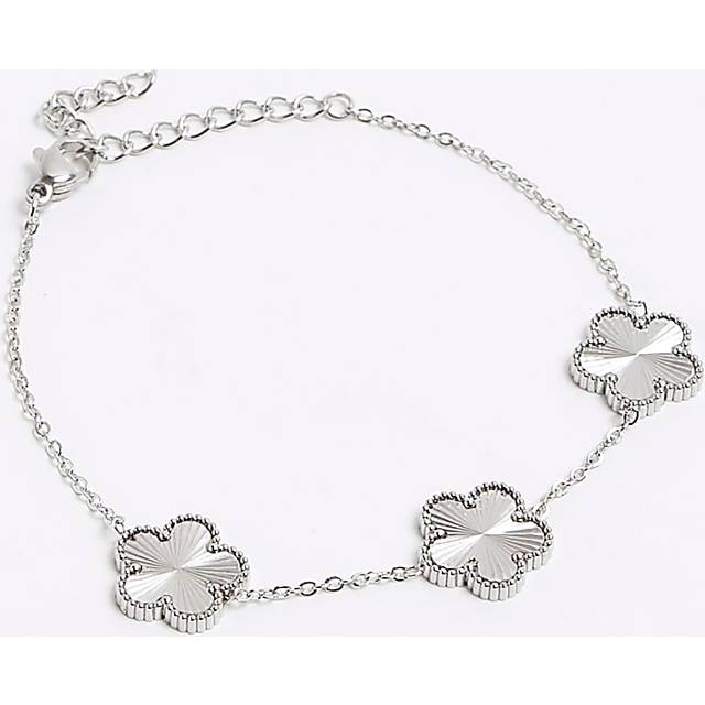 River Island Womens Silver Stainless Steel Flower Bracelet - One Size