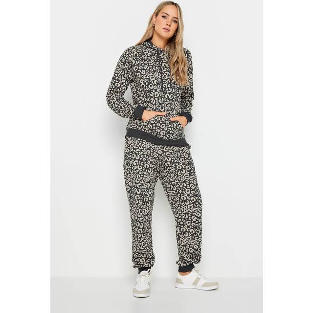 Lts Tall Charcoal Grey & Brown Leopard Print Cuffed Joggers Long > 18 Lts | Tall Women's Joggers - Long 18