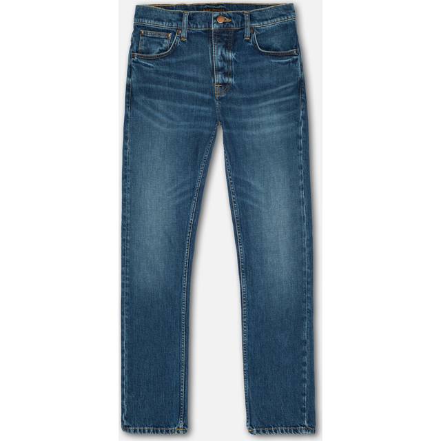 Nudie Jeans Grim Tim Workers Blue Mid Waist Slim Fit Men's Organic Jeans W31/L36 Sustainable Denim (W31/L36)