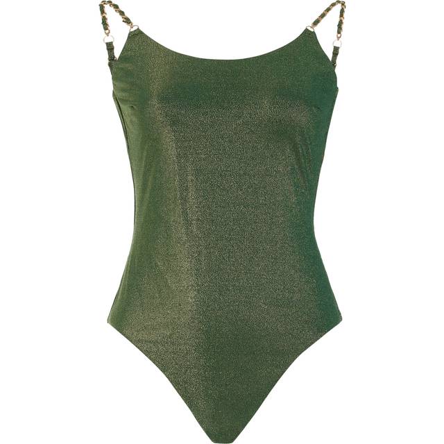 Halliday Metallic Chain One-Piece in Forest Green - 3