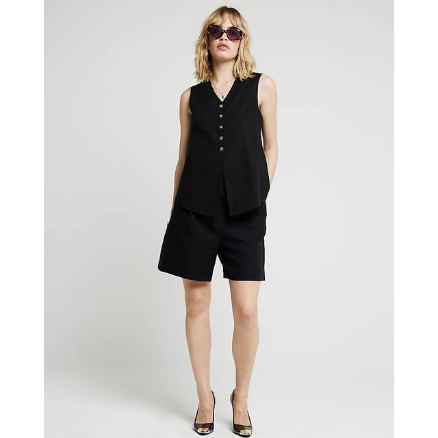 River Island Womens Black Linen Blend Bermuda Shorts - 8