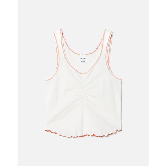 Re/Done White Sporty Contrast Tank Top - WHT W PERSIMMON - XXL
