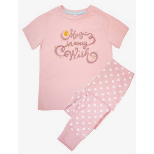 Disney - Kids Baby Wish Magic Star Hearts Pyjamas - Pink - Age 6-7 Years
