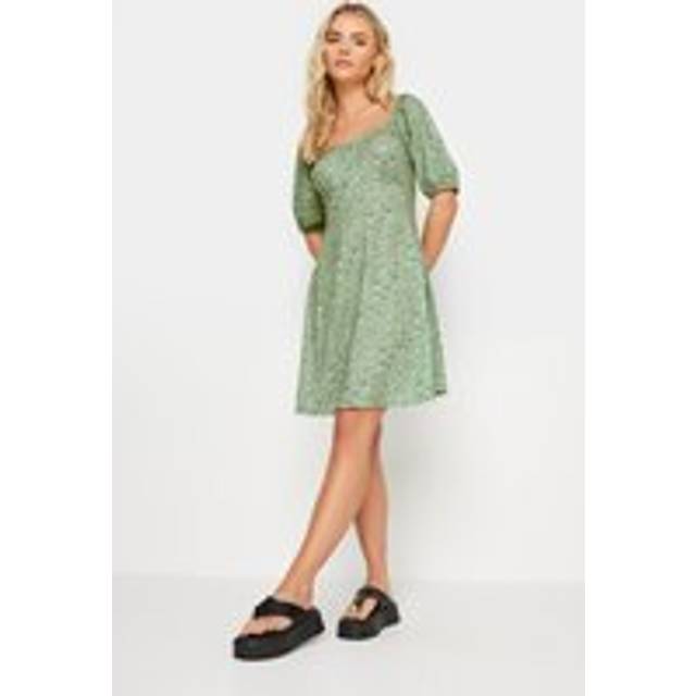 Pixiegirl Sage Green Ditsy Floral Print Mini Dress 16 Pixiegirl | Petite Women's Mini Dresses