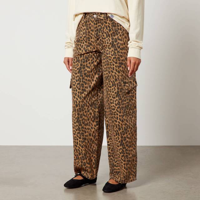 Damson Madder Dion Leopard-Print Cargo Wide-Leg Jeans - UK 8 - Multi