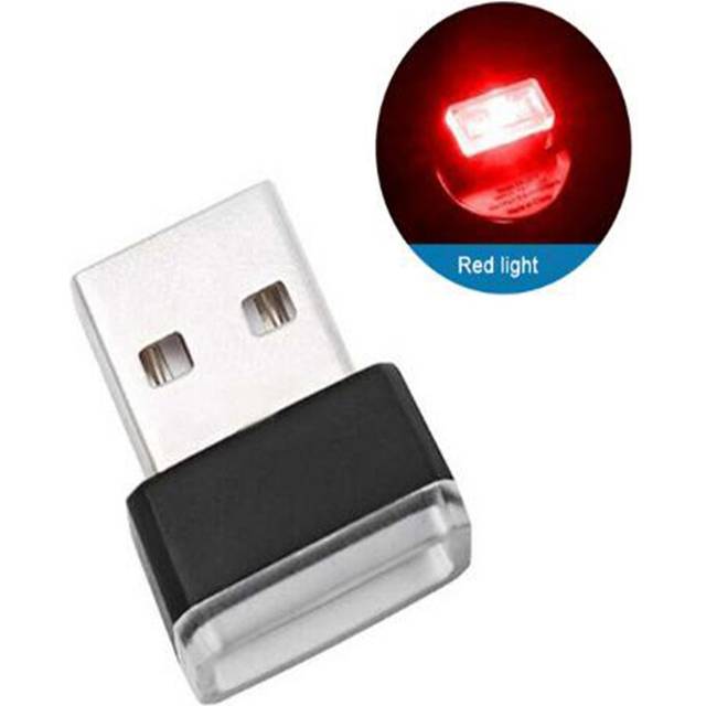 (Red) Mini USB Light LED Modeling Car Ambient Light Neon Interior Light Car