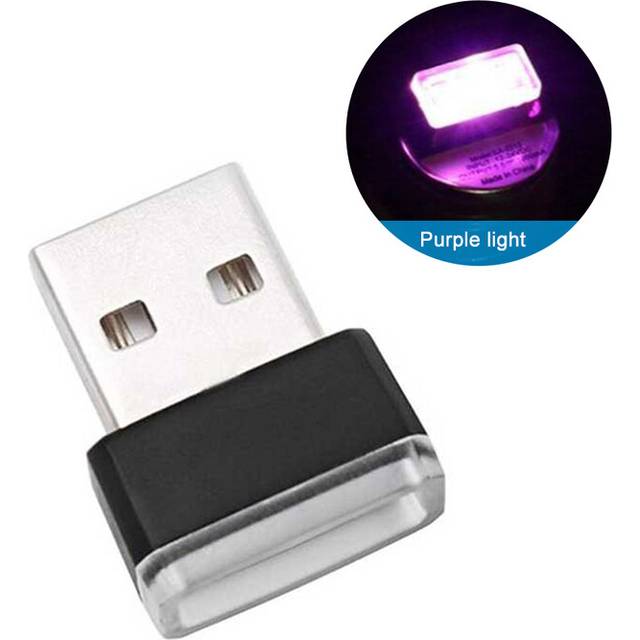 (PURPLE) Mini USB Light LED Modeling Car Ambient Light Neon Interior Light Car