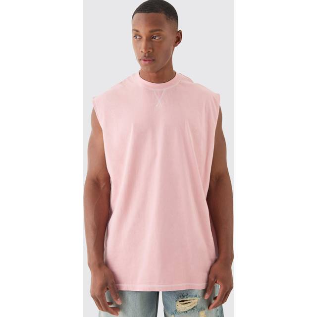 Oversized Contrast Stitch vest - Pink - XS
