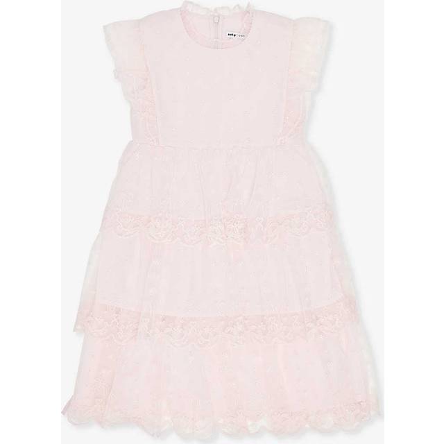Self Portrait Girls Pink Kids Tiered Tulle Mini Dress 10-12 Years - PINK
