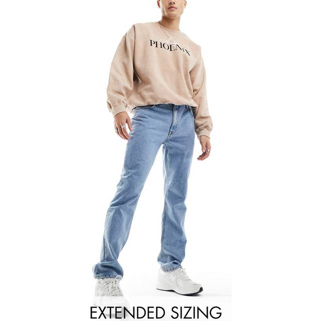 ASOS DESIGN – Blå jeans med raka ben och mellantvätt