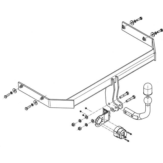 Swan Neck Tow Bar For Volkswagen Polo 3/5d (2009-2017) & No Electrics - V107