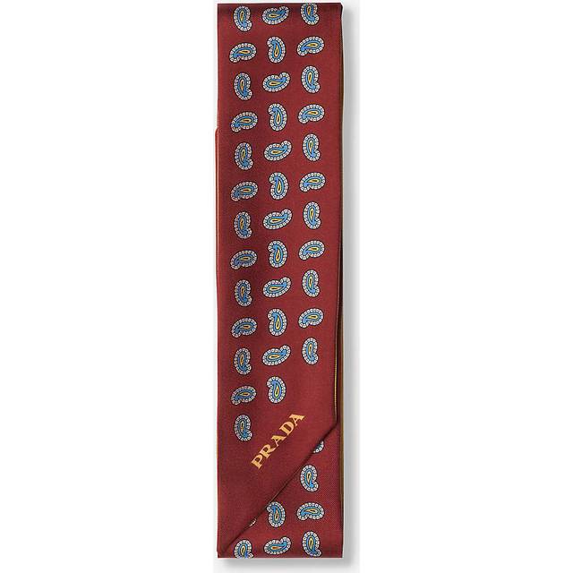 Prada Womens Burgundy Paisley-print Branded Twill Scarf 1 Size - BURGUNDY