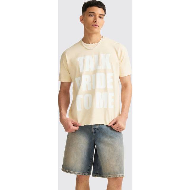 Boxy Talk Pride To Me Distressed T-shirt - Orange - XS